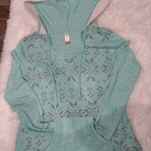 Girls No Boundaries light hoodie teal w grey print LW